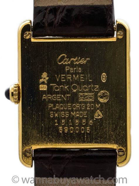 cartier vermeil 20 micron over 925 silver vintage tank watch|cartier vermeil 590005 silver.